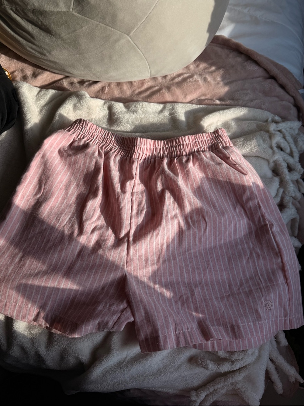 Beginning Boutique Pink and White Striped Button Shirt and Shorts - Picture 11 of 11